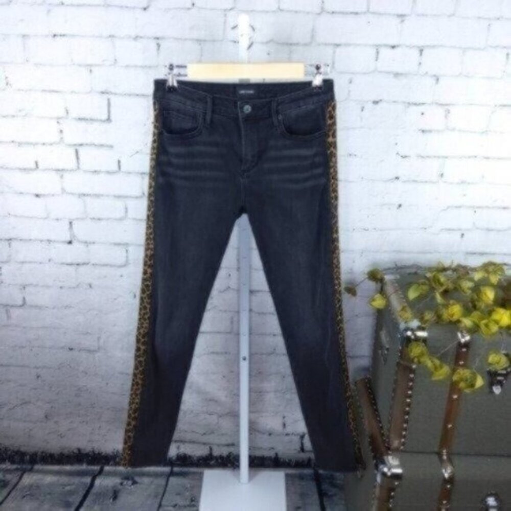 Driftwood Jackie Cheetah Striped Jeans Black Size 25